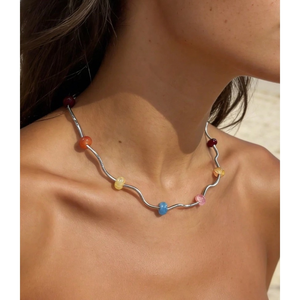 kym.vibes - gummy necklace สร้อยคอลูกปัดหิน สร้อยไปทะเล