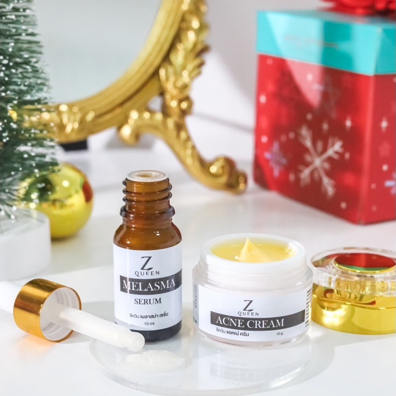 ครีมหน้าพี่ตี๋ เซรั่ม/ครีม ขนาด 10 กรัม Zqueen Melasma Serum & Acne Cream (Brand ZQUEEN) ✨ของแท้ 100