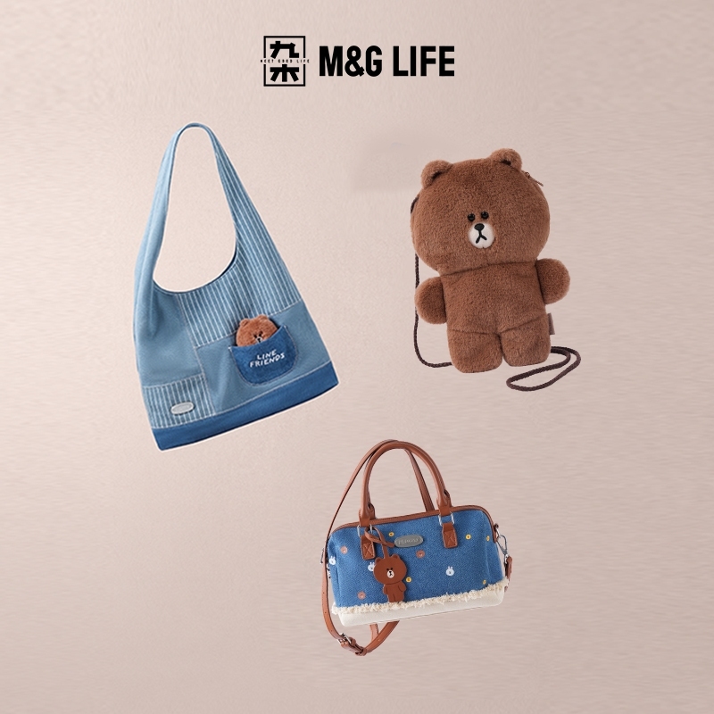 M&G Life LINE FRIENDS "Survived Another Day" Series Plush Crossbody Bag Shoulder Bag Handbag