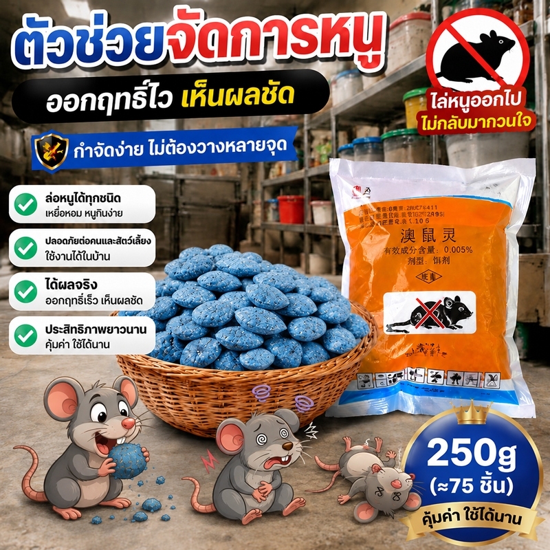 ✅ยาฆ่าหนู 250g หนูชอบมาก สูตรเข้มข้น เหยื่อกำจัดหนู ตายแห้ง ยาฆ่าหนูตายแห้งไม่มีกลิ่น300%ได้ผล ใช้ได้ในบ้านและรอบบ้าน