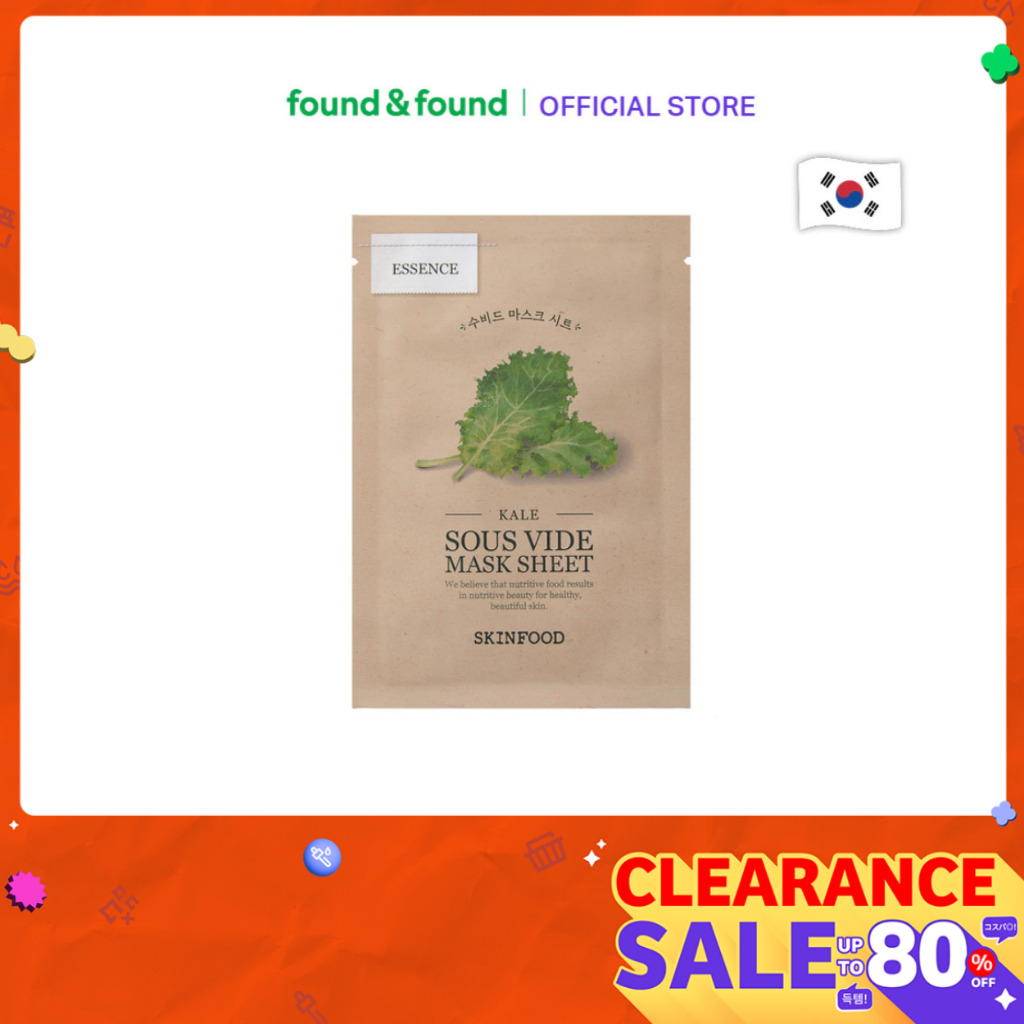 [EXP 2027-09-18] Skinfood Kale Sous Vide Mask Sheet 22g มาส์กหน้า เคล บำรุงผิวแข็งแรง found & found