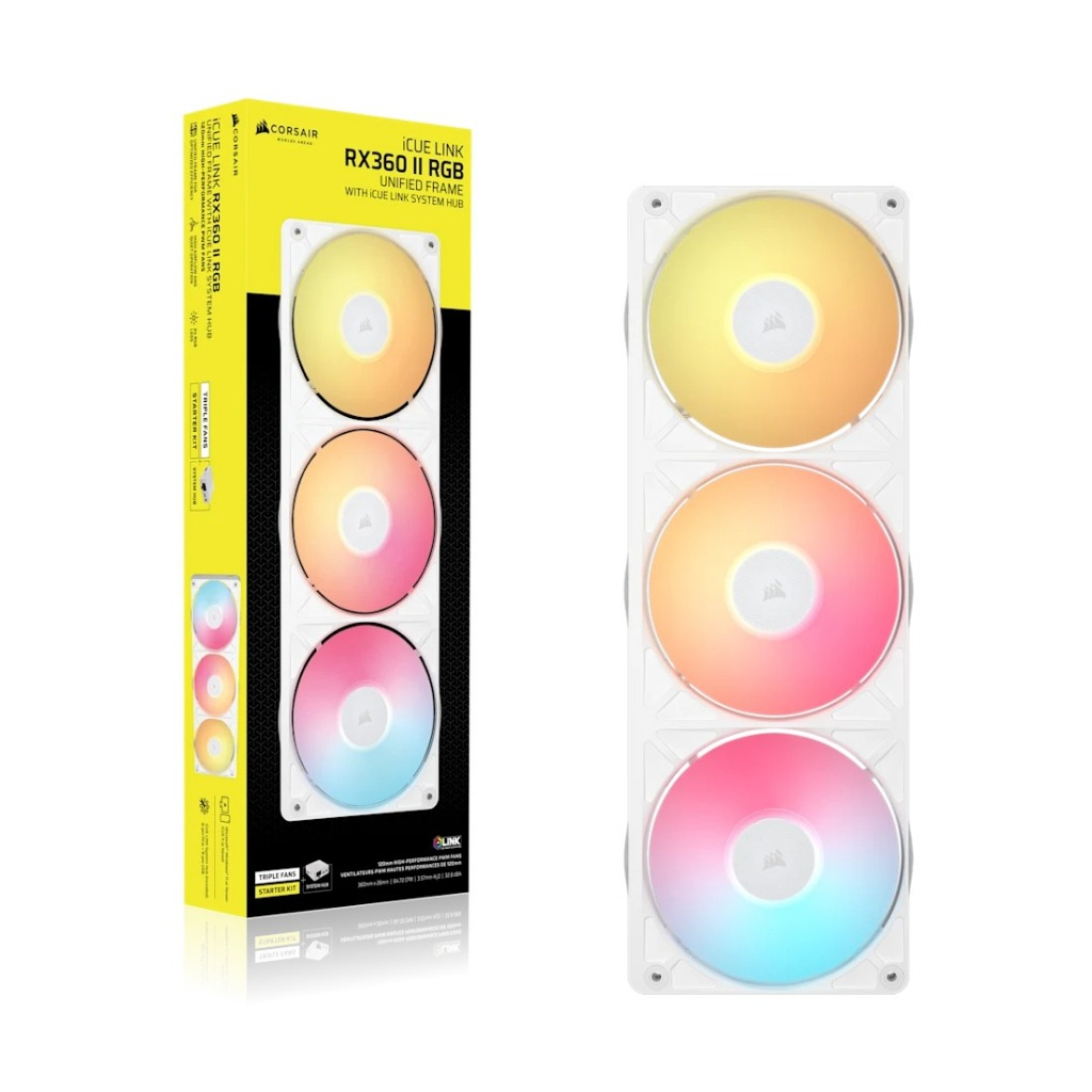 CORSAIR iCUE LINK RX360 II RGB WHITE WITH iCUE LINK SYSTEM HUB : CO-9051060-WW