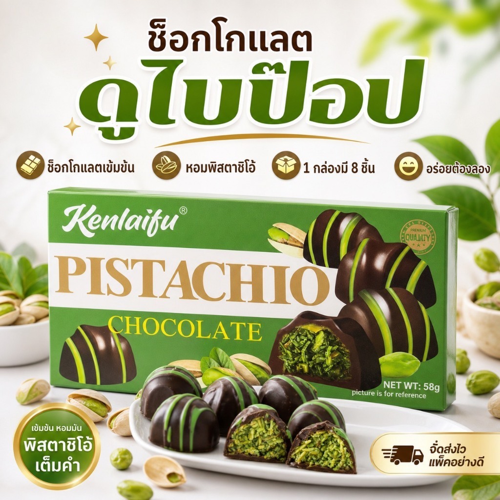 Dubai Pop Chocolate ช็อกโกแลตสุดฟิน รสชาติเข้มข้น ละลายในปาก 58 กรัม