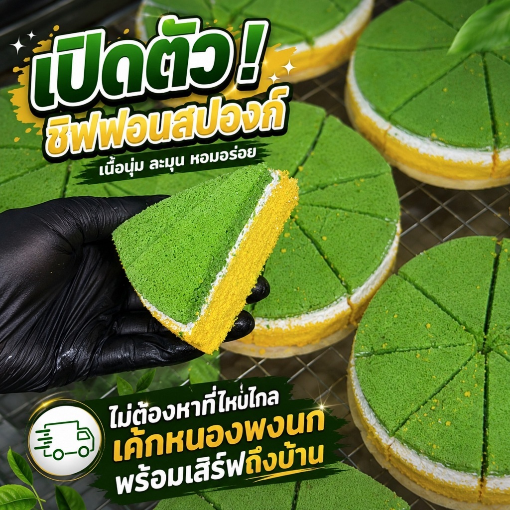 เค้กฟองน้ำ โปร1แถม1 ได้8ชิ้น 100฿