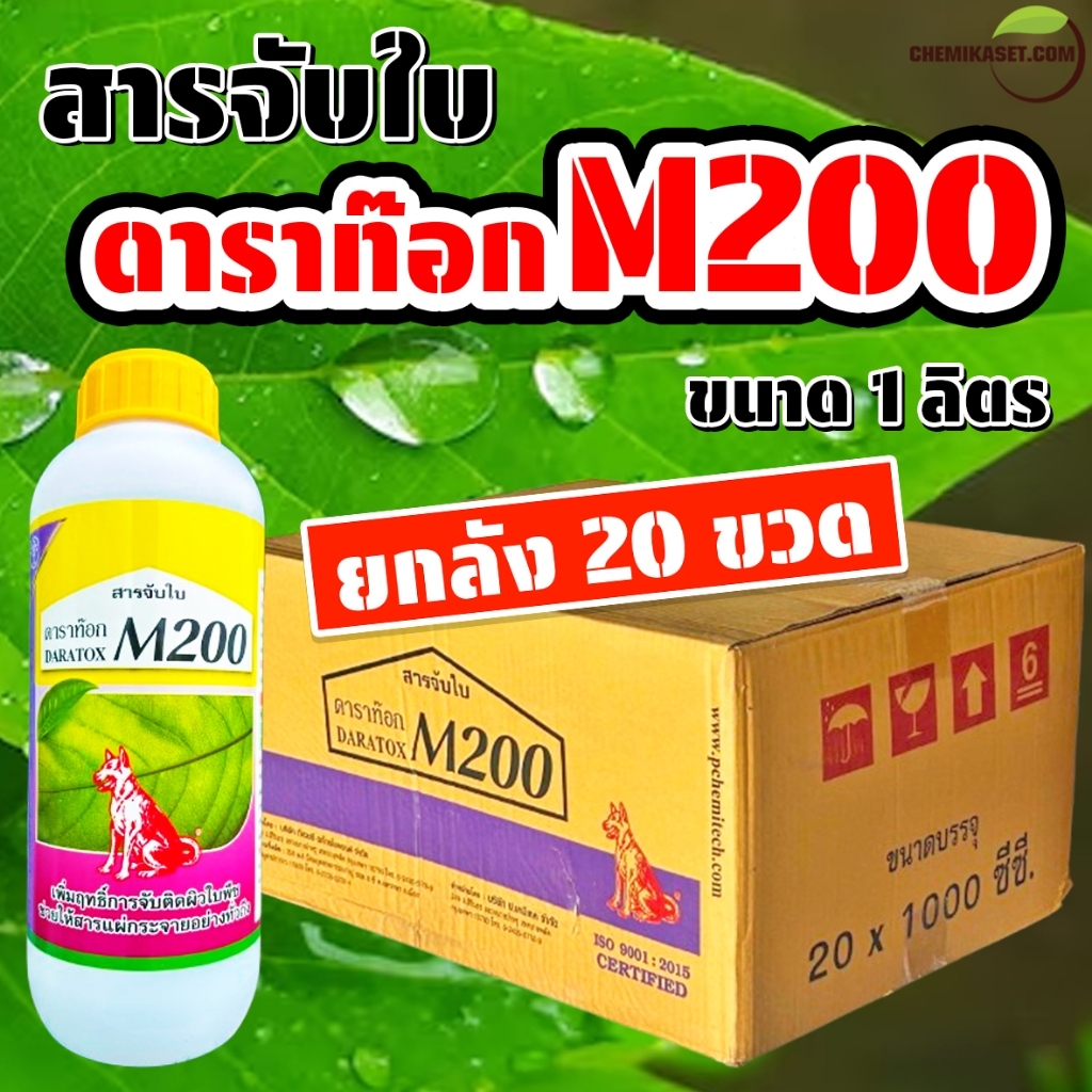 (ยกลัง20ขวด) ดาราท๊อก M200 หมาแดง 1 ลิตร (สารจับใบ) ช่วยเพิ่มประสิทธิภาพการจับติดผิวใบ ทนฝน