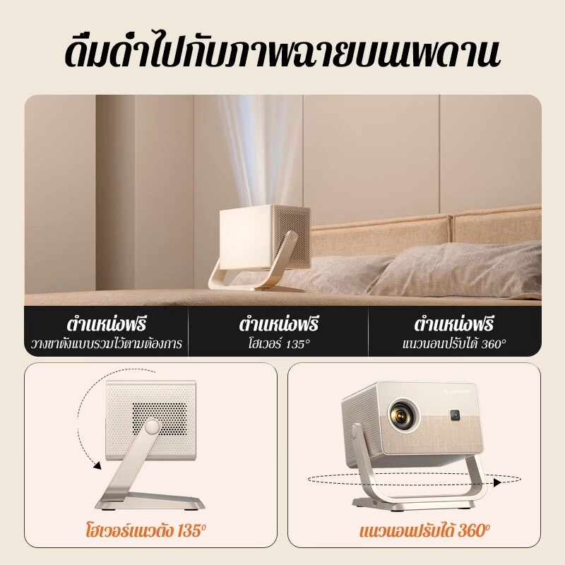 LONAISCI C7 โปรเจคเตอร์หมุนได้ 4K โปรเจคเตอร์ 4k เชื่อมต่อ wifi bluetooth projector 4k android Google Store thumbnail 10
