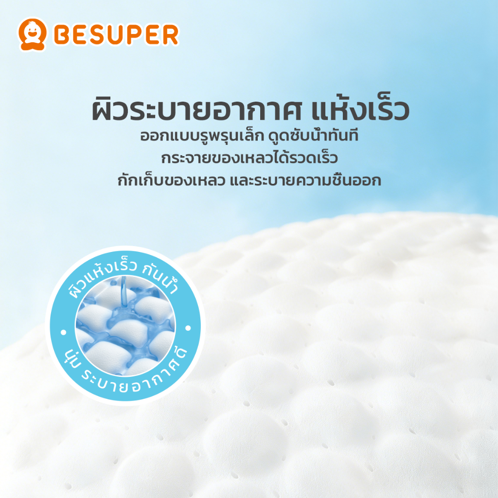 Besuper ผ้าอ้อมเด็ก แห้งสบาย ผิวไม่อับชื้น ซึมซับเร็ว ไม่รั่วซึม สำหรับทุกวัย👶 รูปที่ 3