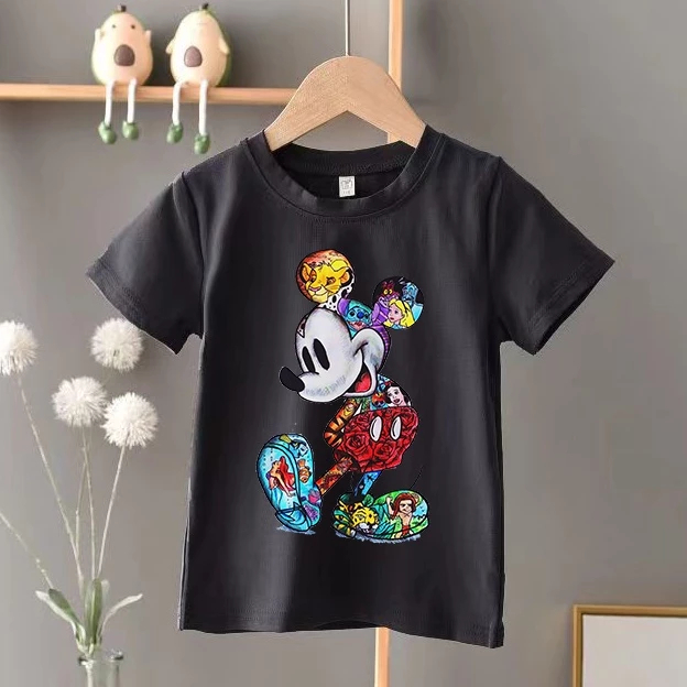 เสื้อยืดเด็ก ลายมิกกี้เมาส์น่ารัก จากดิสนีย์ เสื้อยืดสำหรับเด็กชายและเด็กหญิง BAJU BUDAK KINAK-ANAK 