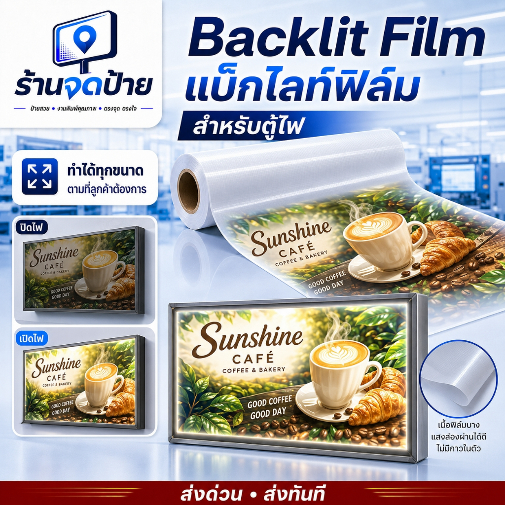 Backlit film รับพิมพ์ปริ้นbacklit film พิมพ์backlit film ที่ใส่ป้ายไฟslimlightboxไฟSlimlightboxส่งไว