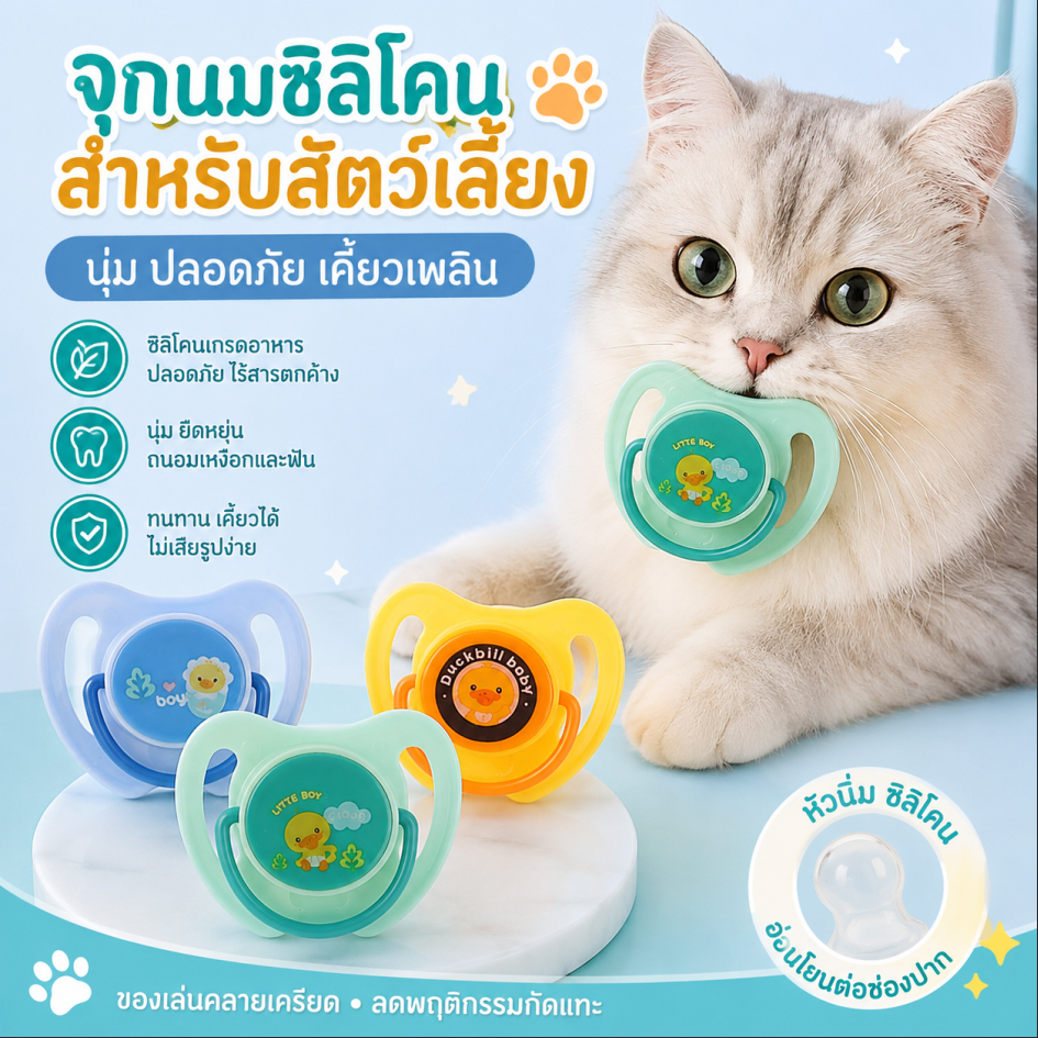 LEO-T จุกนมปลอมสำหรับสัตว์เลี้ยงทำจากซิลิโคนนิ่มทนทานต่อการกัดของเล่นให้แมวกัด