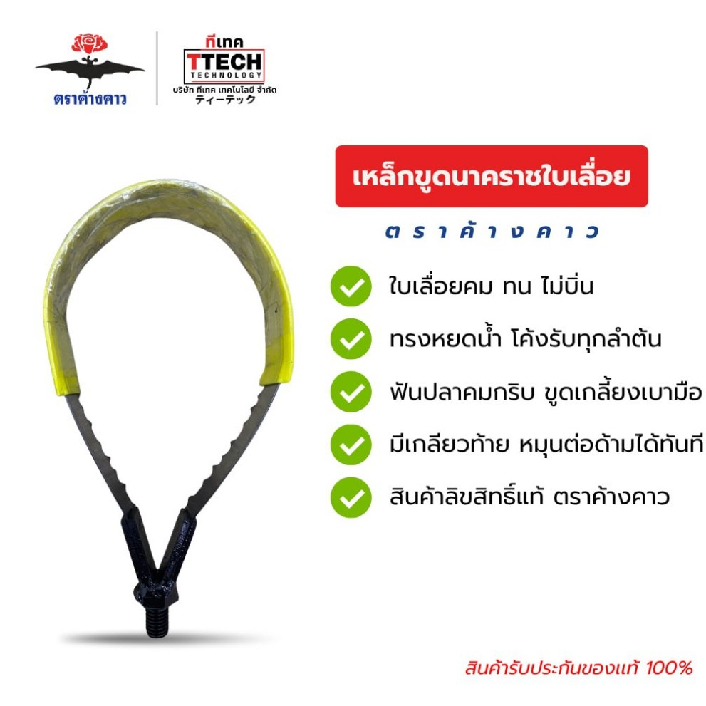 เหล็กขูดนาคราชใบเลื่อย ตราค้างคาว แท้ 100% ทรงหยดน้ำ ฟันปลาคมกริบ มีเกลียวต่อด้ามยาวได้ สำหรับขูดเปลือกไม้
