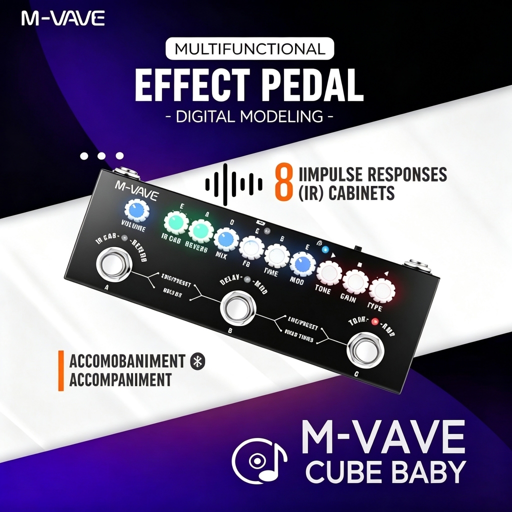 M-VAVE Cube Baby Multi Effects Guitar Pedal,Cube Baby Guitar Multi Effects Pedal Delay Chorus Phaser