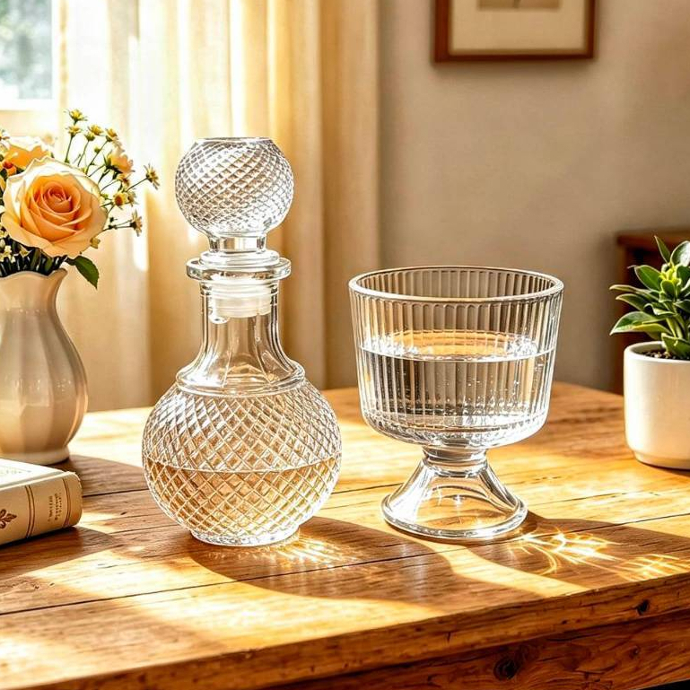 ชุดกรวดน้ำคริสตัส ที่กรวดน้ําพร้อมพานรอง สวยงาม คุณภาพดี ขนาด250 ml.รุ่น 2238 4256