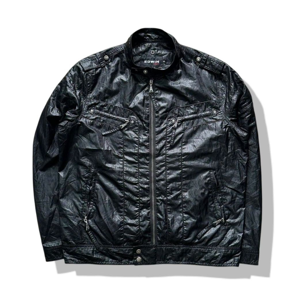 Edwin Black Biker Jacket มือสอง รอบอก 46”