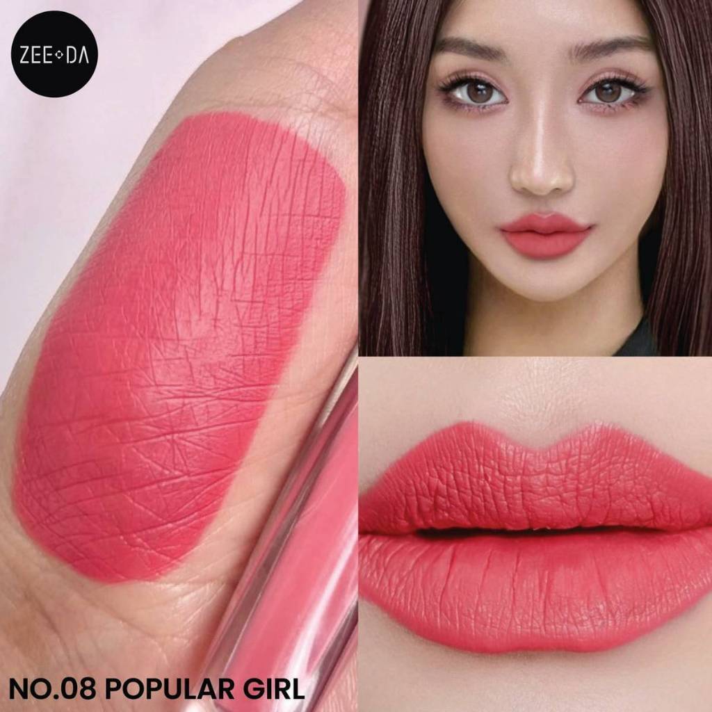 [08 POPULAR GIRL] ZEEDA SILKY COAT LIP MATTE (ลิปกันน้ำ, ไม่ติด mask)
