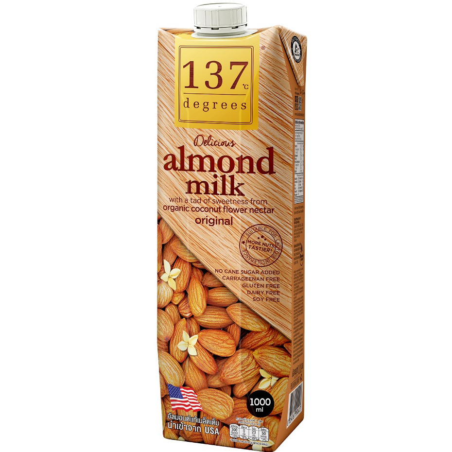 137 Degrees Almond Milk Original 1000Ml นมอัลมอนด์ สูตรดั้งเดิม นม นมกล่อง นมไม่หวาน นมยูเอชที