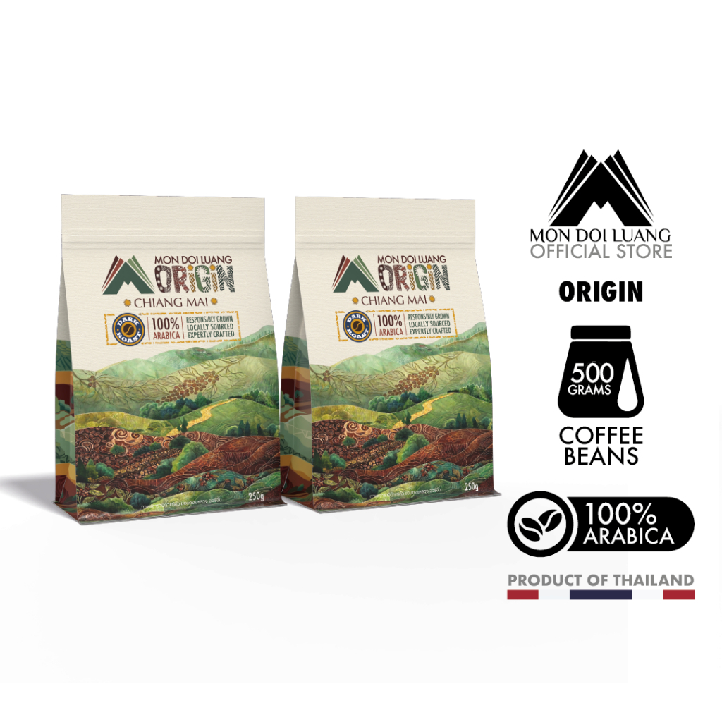 ม่อนดอยหลวง ออริจิ้น กาแฟคั่ว เมล็ด/บด (500 กรัม)