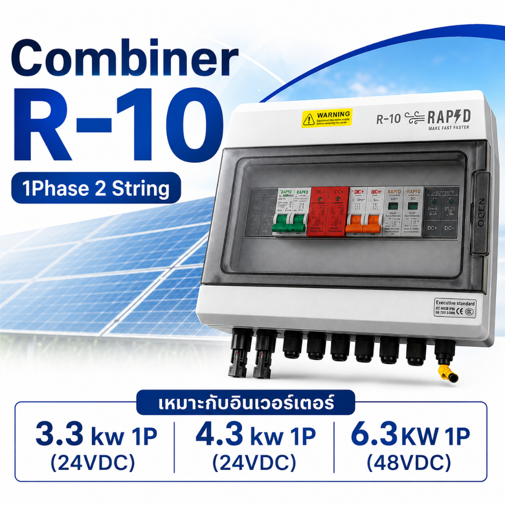 RAPD Combiner R-10 Hybrid Off Grid เหมาะกับอินเวอร์เตอร์ 3.3 , 4.3 kw 1P (24VDC) , 6.3KW 1P (48VDC)