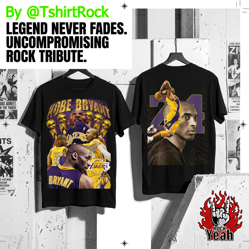 เสื้อยืด Dennis Rodman ลาย KOBE BRYANT เสื้อ Kobe Bryant แชมป์ NBA 5 สมัย ตำนาน สีดำ TDO7143