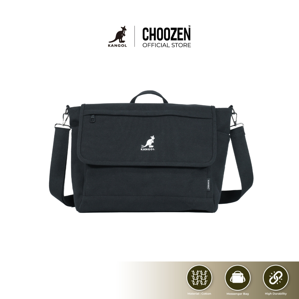 Kangol Shoulder Bag กระเป๋าสะพายข้าง ปักโลโก้ kangol สีดำ 65558707