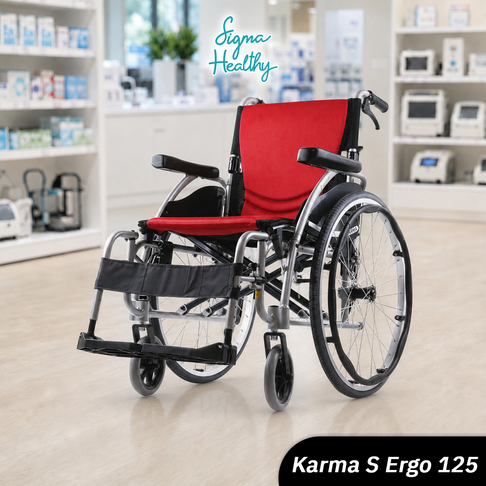 รถเข็น วีลแชร์ Karma รุ่น S-ERGO 125 ถอดชิ้นส่วนได้ รับน้ำหนักสูงสุด 115 kg. รับประกันโครงสร้าง 1 ปี
