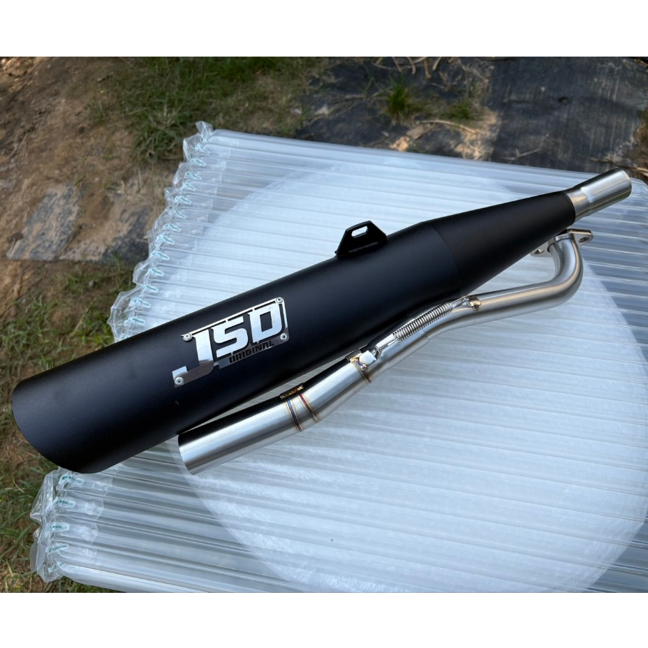 ท่อJSD ปลาย125 คอท่อใส่ 110i 2012-2020 2v 4v สีดำเพาเดอร์โค้ท (ไม่มีหูยึดกันร้อน)