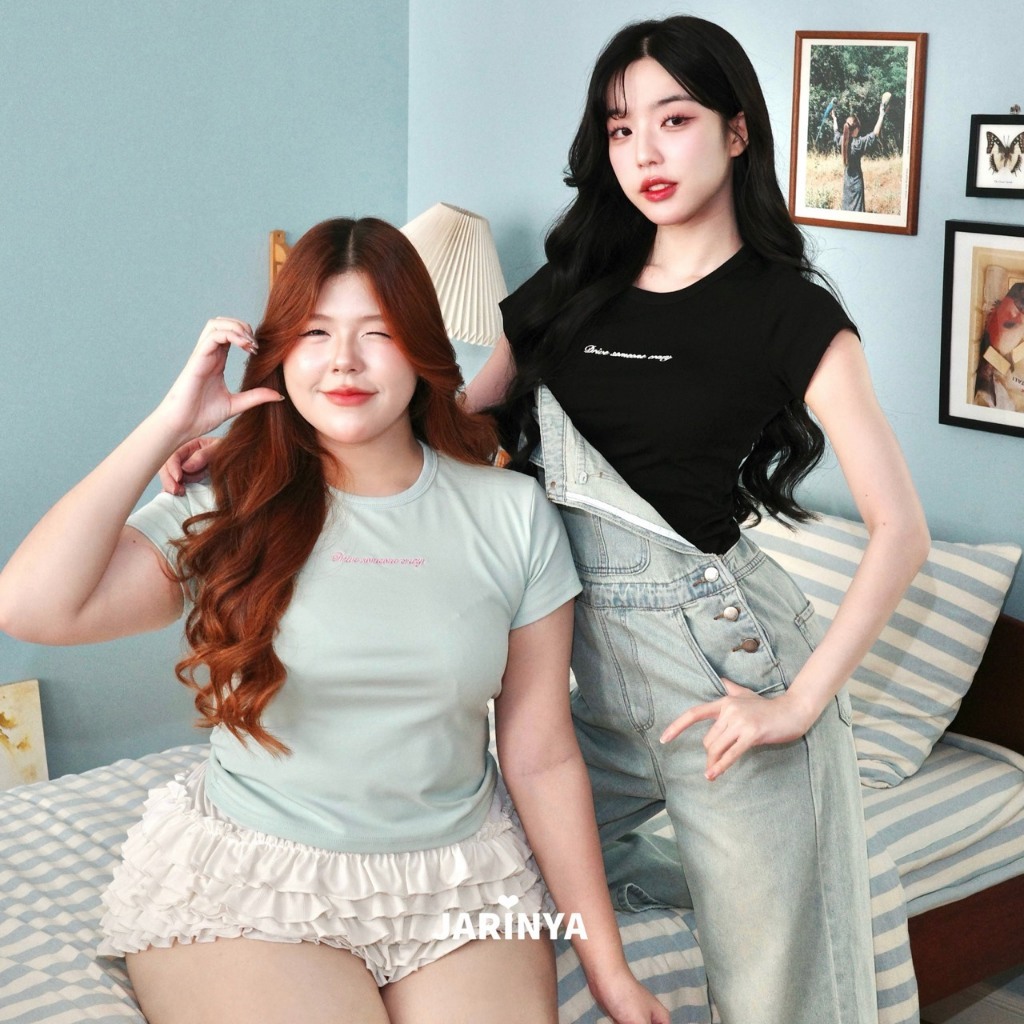 JARINYA Baby Tee (S-XL) เสื้อยืดคอกลมเบบี้ทีแขนสั้น ทรงสวยเข้ารูป เนื้อผ้ายืดเกรดดี ผ้านุ่มใส่สบาย