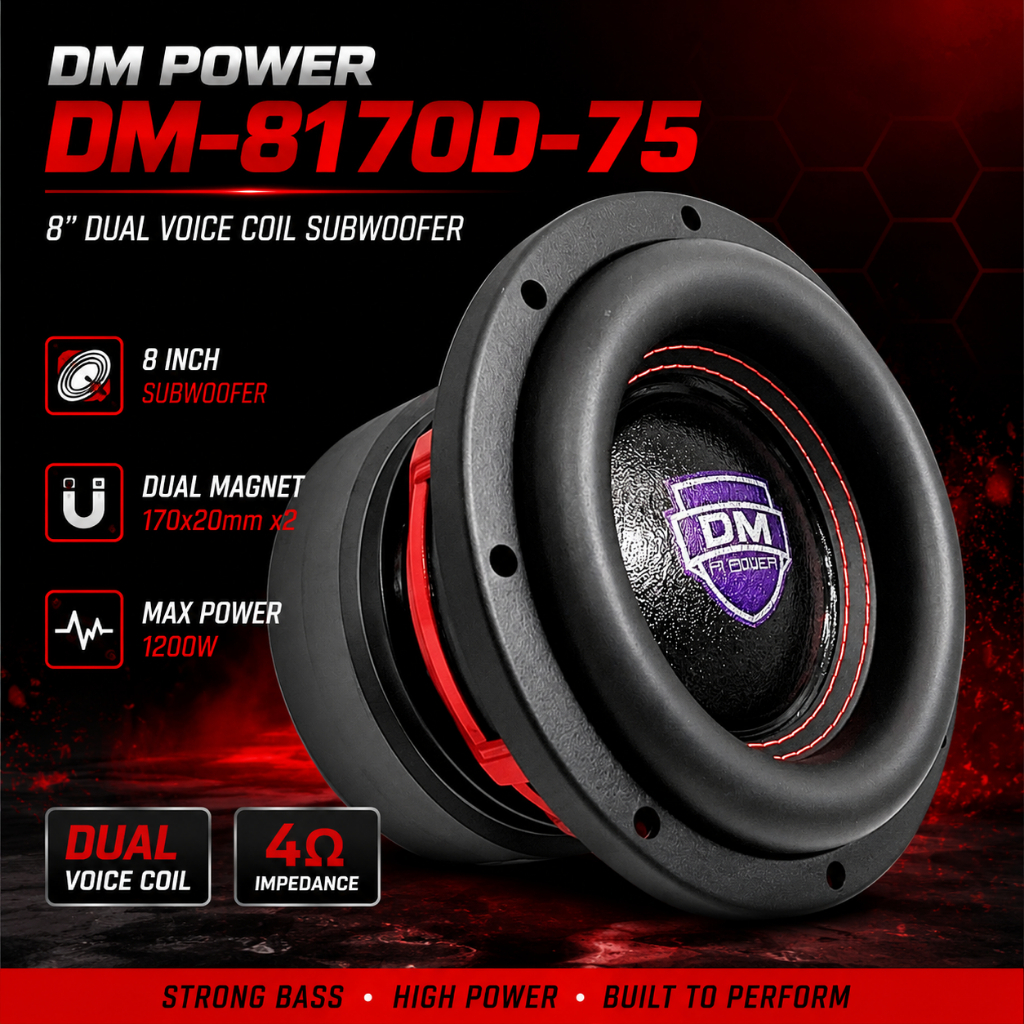 DM POWER รุ่น DM-8170D-75 ลำโพงซับวูฟเฟอร์ขนาด 8 นิ้ว โครงหล่อสีแดงสุดสปอร์ต แม่เหล็ก 2 ก้อนหนาจุกๆ