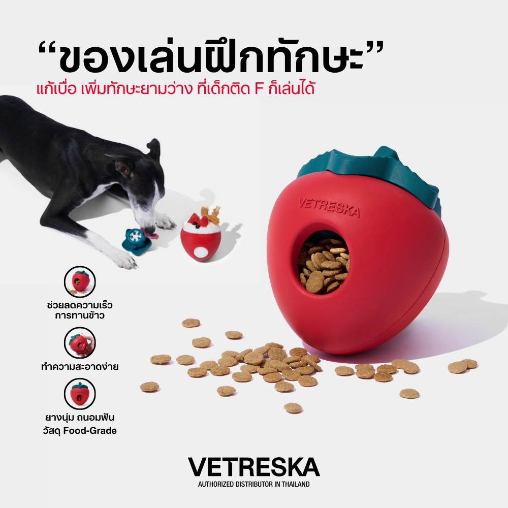 VETRESKA ของเล่นสุนัข ใส่อาหารได้ STRAWBERRY PET TREAT DISPENSING TOY