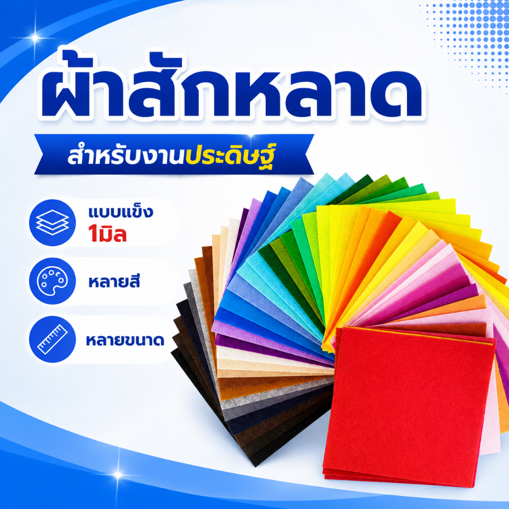 ผ้าสักหลาด แบบแข็ง 1มิล หลายสี หลายขนาด สำหรับงานประดิษฐ์ ทำสื่อการสอน งานdiy