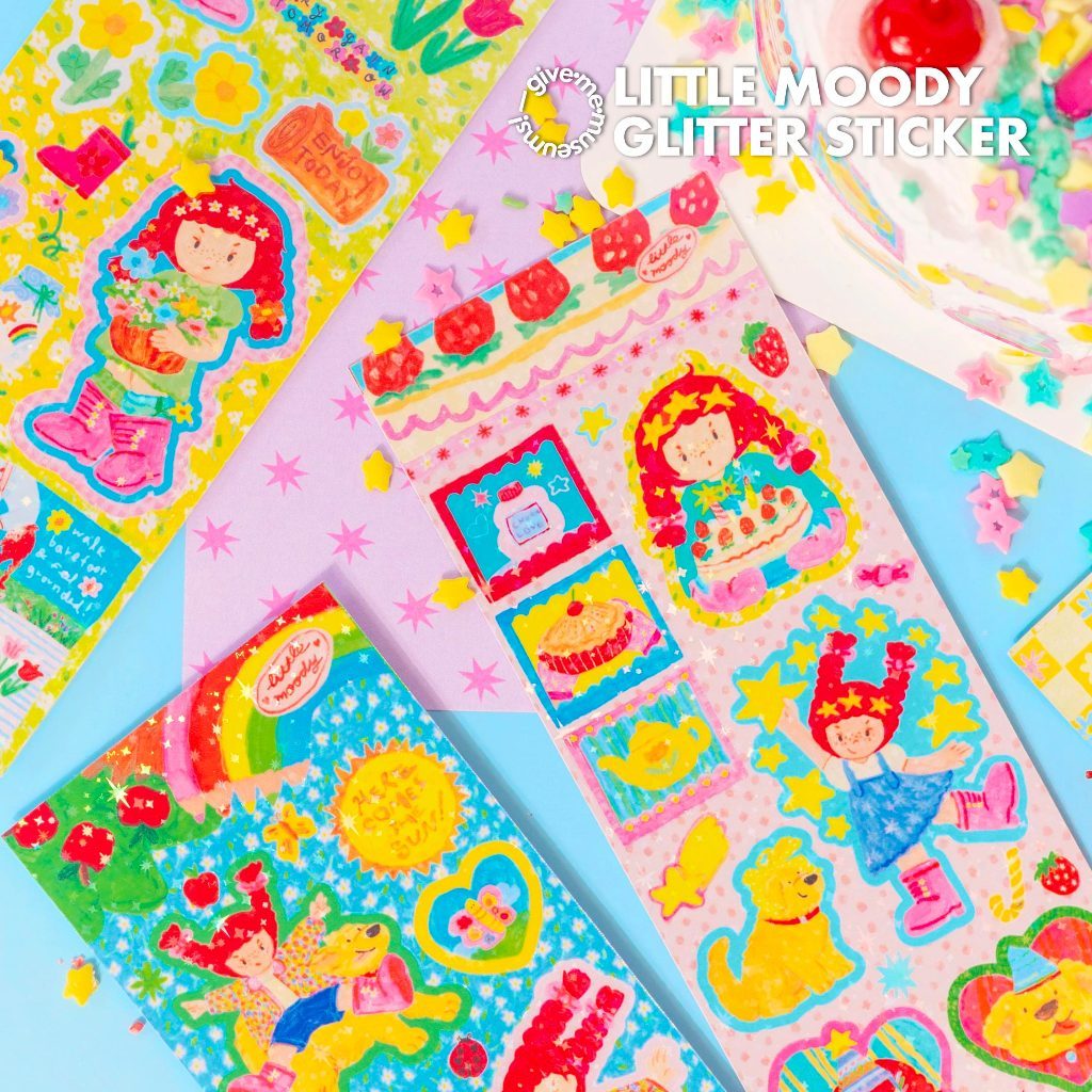 LITTLE MOODY GLITTER STICKER สติ๊กเกอร์กลิตเตอร์น้องดื้อ give.me.museums