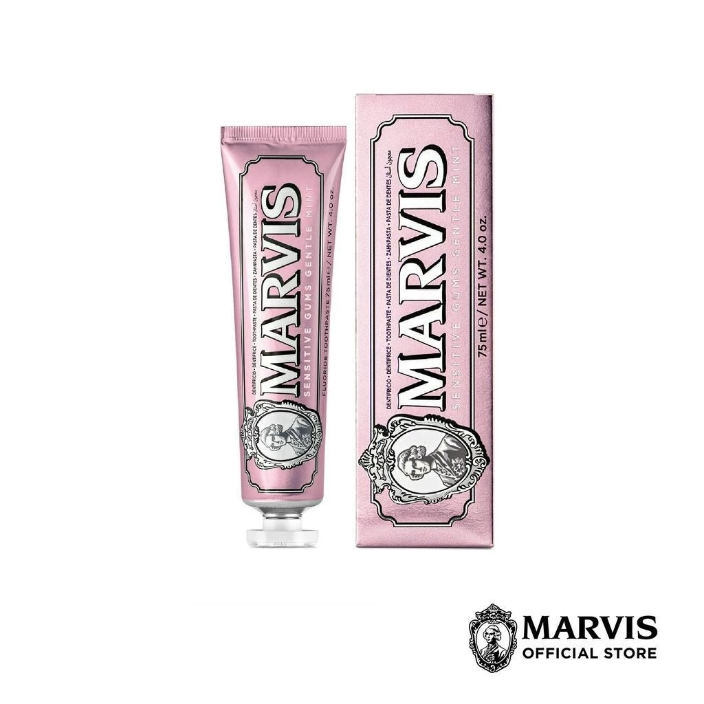 (NEW) Marvis Sensitive Gums Gentle Mint 75ML+ Marvis Anti‑Allergic Toothbrush ขนกลาง‑อ่อน