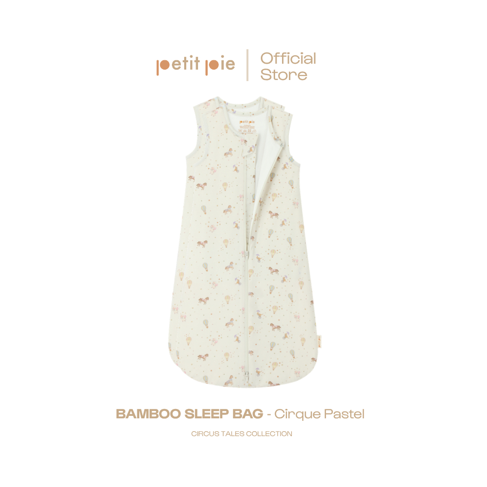 Petit Pie Bamboo Sleep Bag - Cirque Pastel ถุงนอนผ้าใยไผ่ธรรมชาติหนานุ่ม แขนกุด สวมง่าย ใส่สบาย two way zip รูดได้ 2ทาง