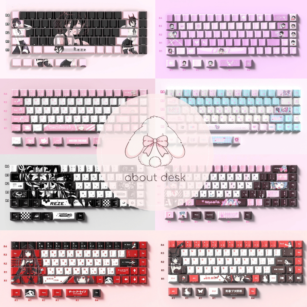 Keycap Anime 74 keys อังกฤษ ญี่ปุ่น สำหรับ keyboard 61/68ปุ่ม 60-65% ไฟลอด side print shine through 