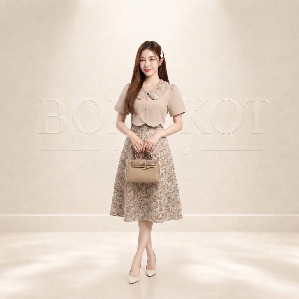 NL21 AmelieDress( อเมลี ) เดรสเดรสออกงาน ชุดทำงานคอปกแต่งกระดุมดีเทลสวยสุภาพเรียบหรู ยาว40นิ้ว รูปที่ 6