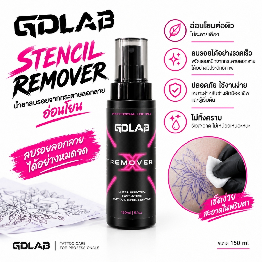 GDlab Stencil Remover น้ำยาลบรอยจากกระดาษลอกลาย อ่อนโยน