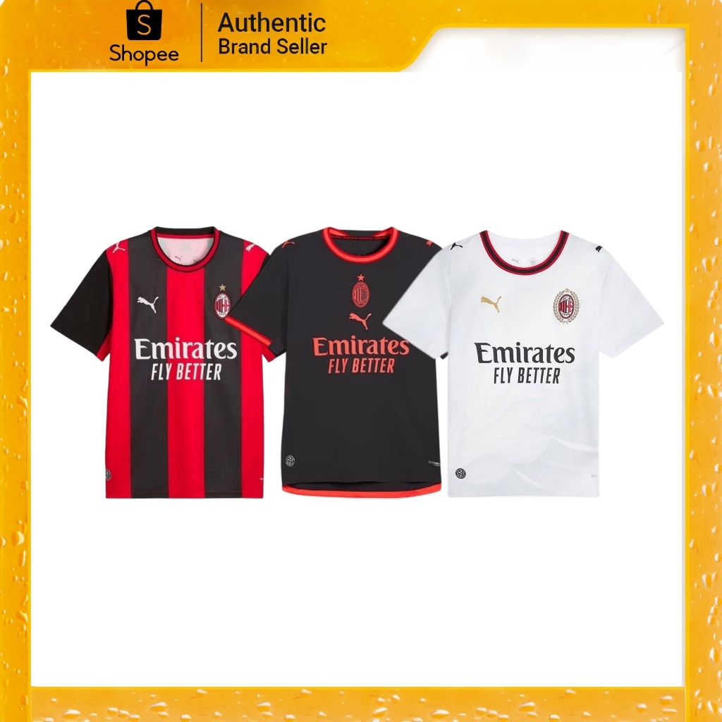 【ของแท้ 100%】Puma Ac Milan Soccer Shirt เสื้อกีฬาฟุตบอลแขนสั้น ระบายอากาศ