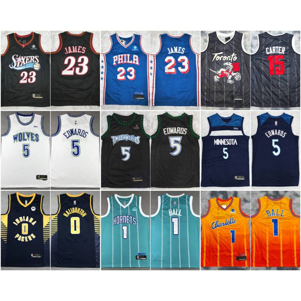 Basketball Jersey เสื้อบาส LBJ 76ers, A.Edward, LaMelo Ball, V.Carter เล่นบาส ฟิตเนส จัดส่งกรุงเทพ