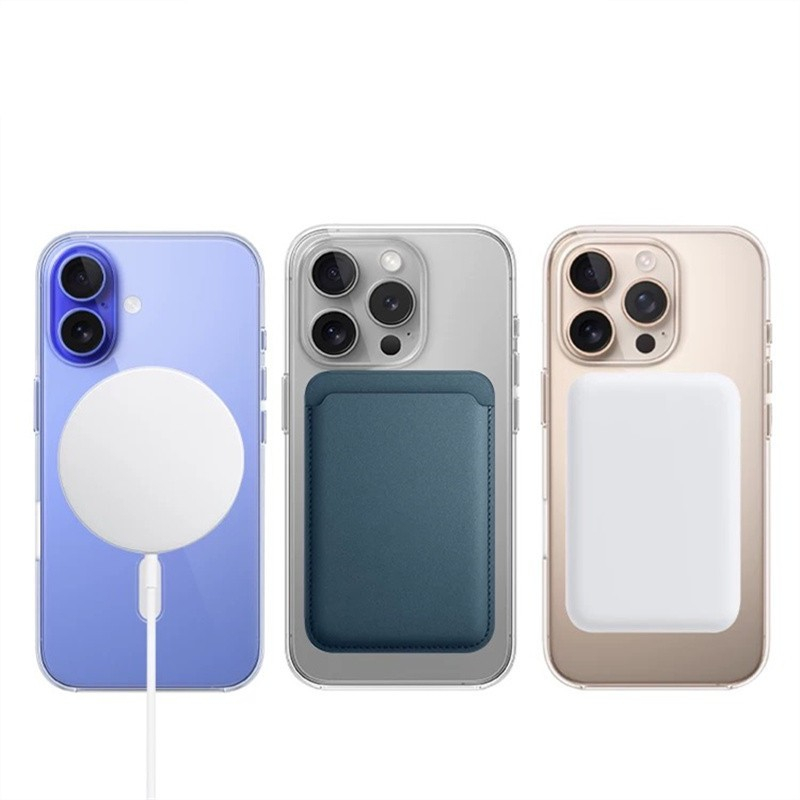 เคสแม่เหล็ก เคสใส ใช้สำหรับ iPhone 18 Ultra 16e 11 12 13 14 15 16 17 18 Pro Max Air Plus Mini TPU Wireless charger Case