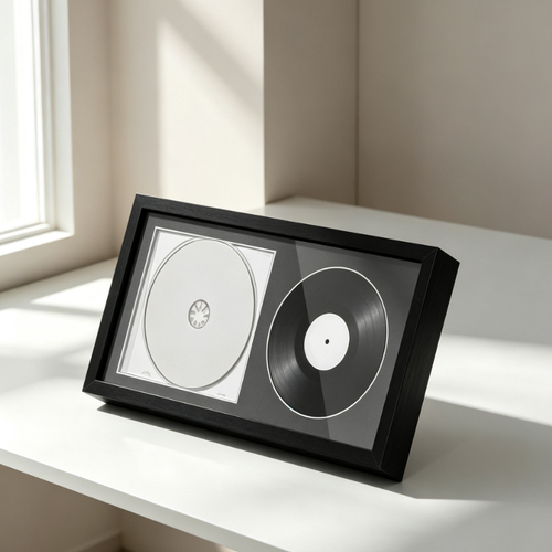 CD Frame Display Case ไม้ CD Display Frame พร้อม Bracket Hook Double Groove Display Disc และ CD Box 