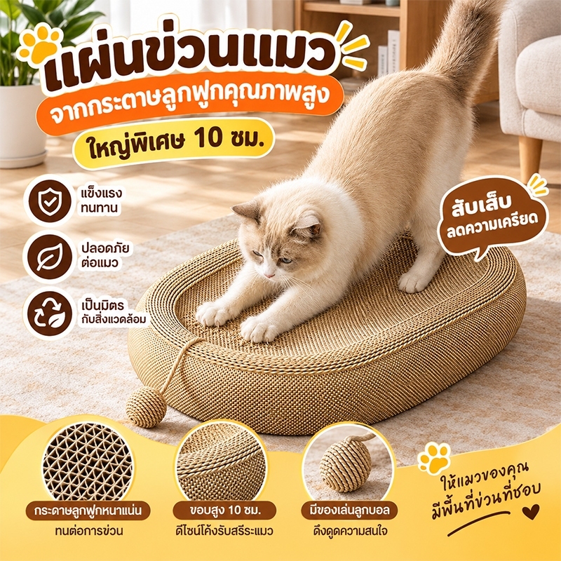 ขูดขีดแค่ไหนก็ไม่เป็นเศษๆ ที่ลับเล็บแมว ฝนเล็บแมว ที่ลับเล็บ ป่านศิษย์ธรรมชาติ 100% แข็งแรง ทนทาน