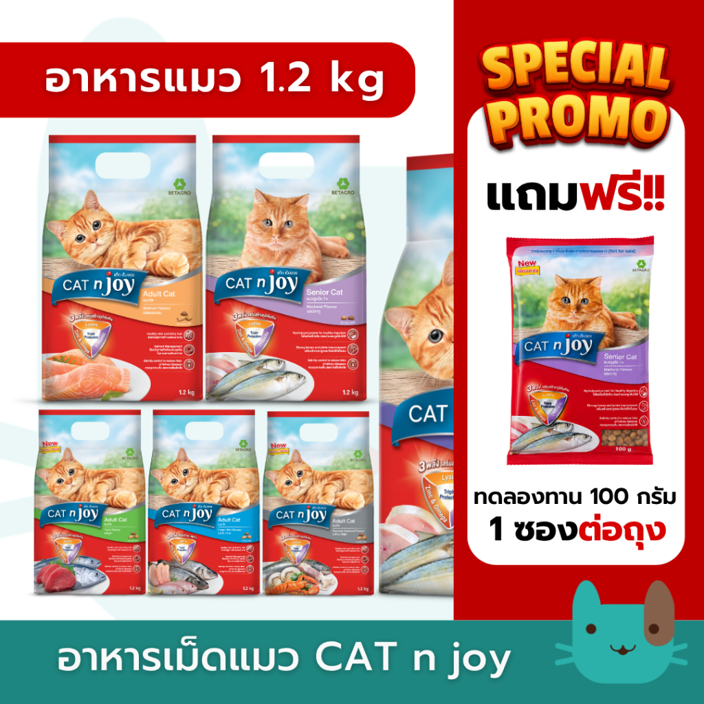 Cat n joy (1.2 kg) อาหารเม็ดแมวแคทเอ็นจอย Triple Protection ขนาด 1.2 กิโลกรัม