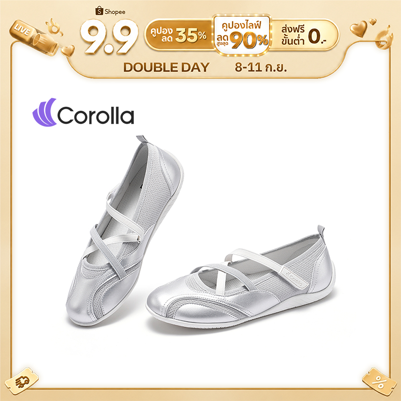 Corolla Ballet รองเท้าบัลเล่ต์แฟชั่นสำหรับผู้หญิง พื้นนุ่ม สวมใส่สบายๆ เบาและกันลื่น สไตล์แมรี่เจน