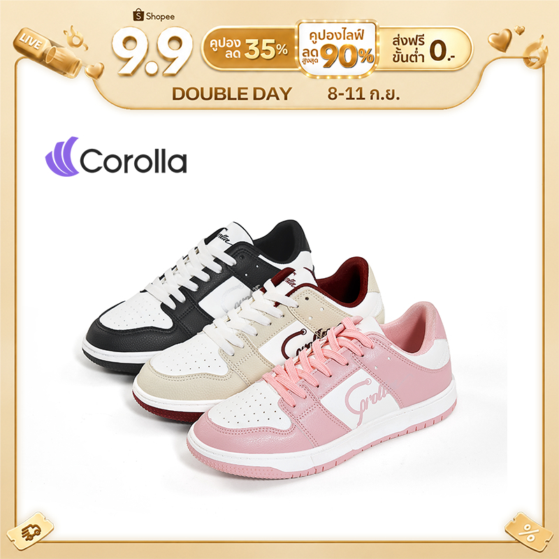 Corolla รองเท้าผ้าใบลำลองแฟชั่นผู้หญิง ต้านเชื้อแบคทีเรีย หนังพียูกันน้ำ พื้นกันลื่น น้ำหนักเบา