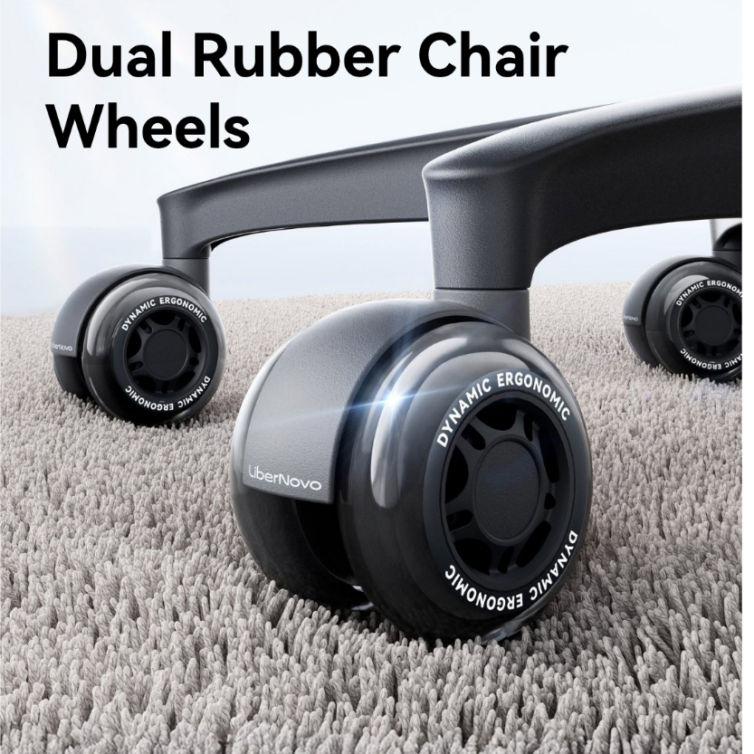 LiberNovo 2.95" Dual Rubber Chair Wheels ล้อเก้าอี้สำนักงานแบบล้อคู่ (พร้อมส่ง) **1 ชุด มี 5 ล้อ**