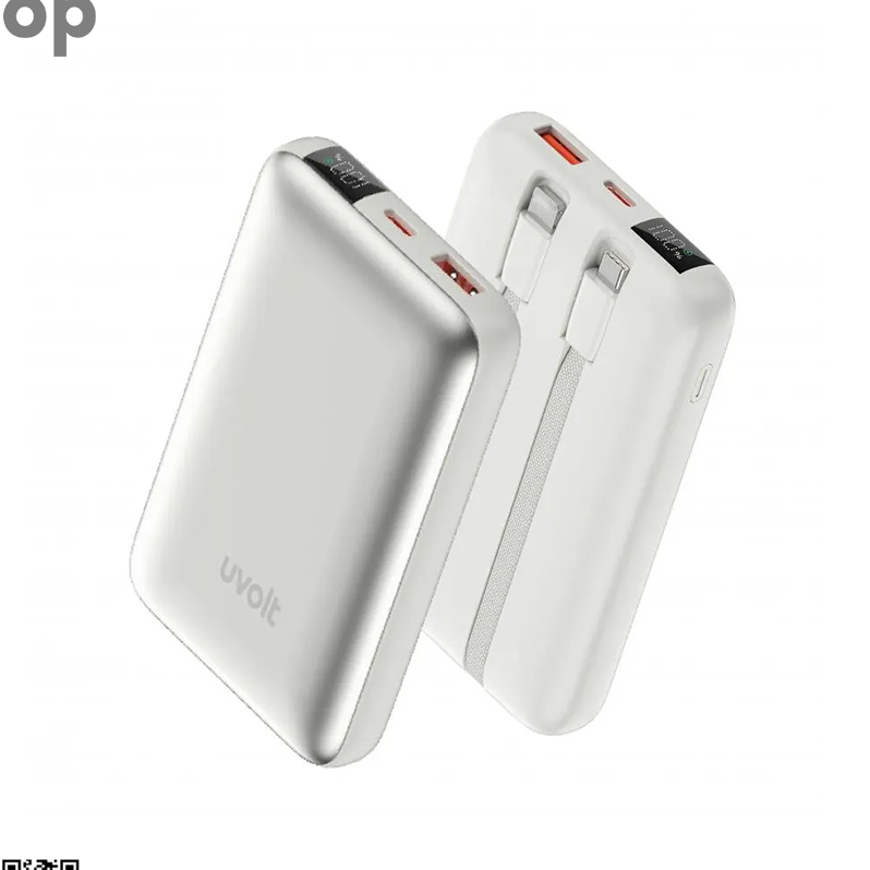 Uvolt แบตเตอรี่สำรอง Powerbank 10,000mAh Built-in Cable 3in1 PD 22.5W รุ่น UVP10C-02 Titanuim Silver
