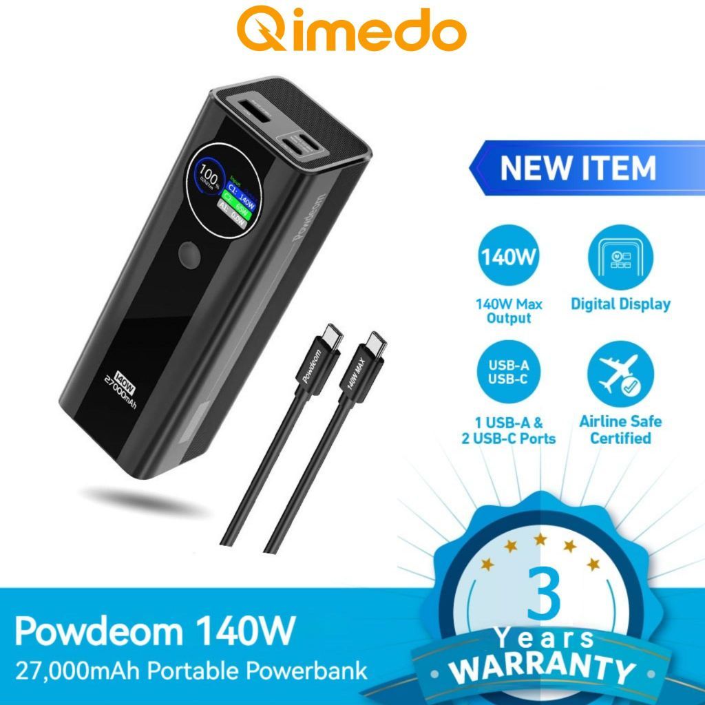 Qimedo พาวเวอร์แบงค์27000mAh 150W ชาร์จเร็วพอร์ตCคู่140W ชาร์จแบตโน้ตบุ๊ก-แท็บเล็ต-มือถือ พกพา ของขวัญ ผู้เดินทาง-ออฟฟิศ