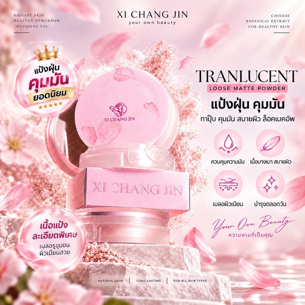 XI CHANG JIN Translucent Loose Matte Powder แป้งฝุ่นโปร่งแสง เบาสบายหน้าทั้งวัน