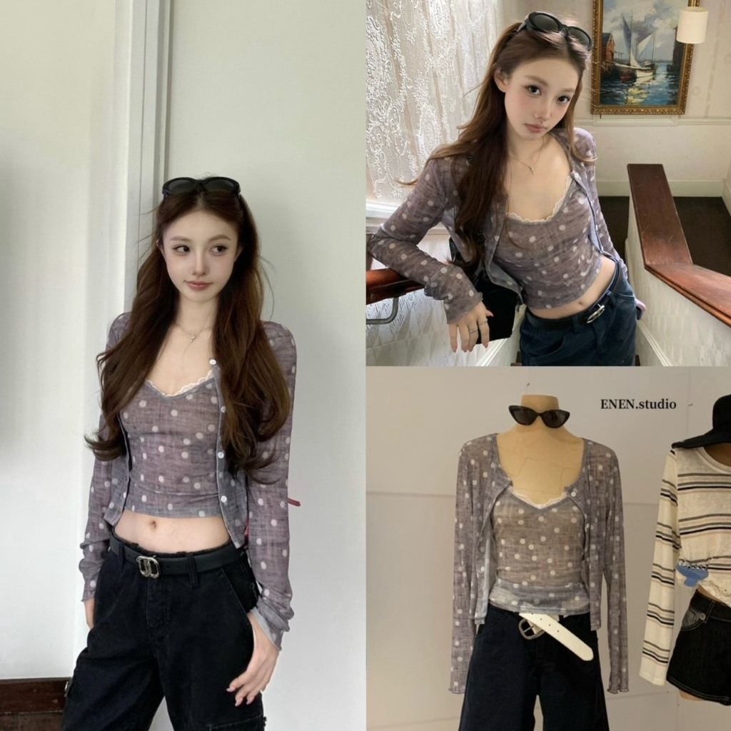 Set2pcs เสื้อคลุมแขนยาว+เสื้อสายเดี่ยว - 11082 TAG WG.WE