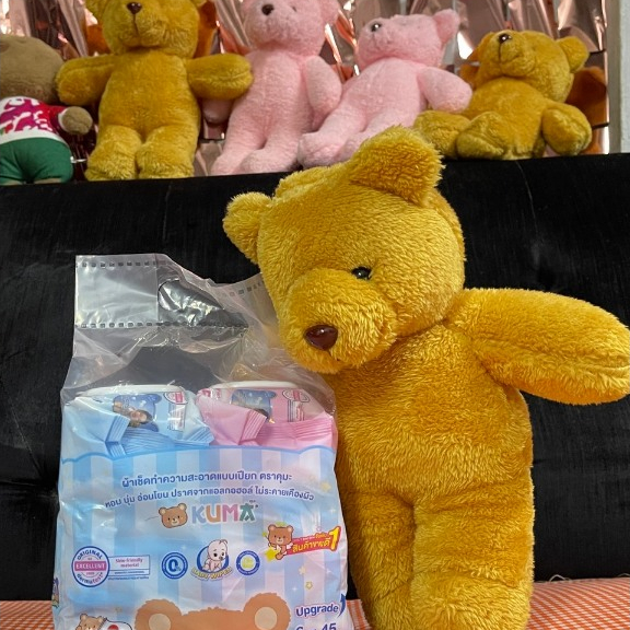 แพ็ค 6 ห่อ ทิชชู่เปียกคุมะ แพ็ค 6 ห่อ รุ่นฝาเปิด 45 แผ่น รวม 270 แผ่น  KUMA